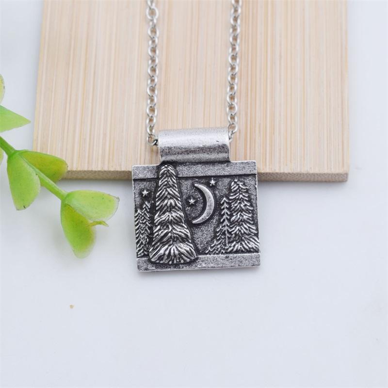 Pendant Necklaces Mountains Forest Night Moon Necklace Outdoors Nature Landscape Jewelry-image-704086193