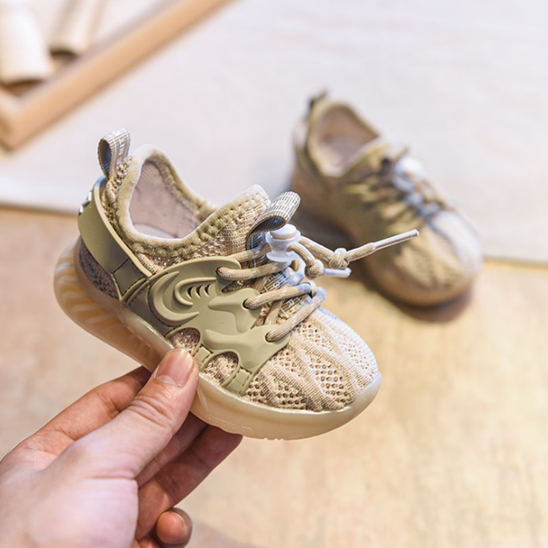 

2021 Spring Baby Shoes Boy Girl Toddler Shoes Knitting Mesh Breathable Soft Bottom Non-Slip Infant Sneakers T2167, Beige