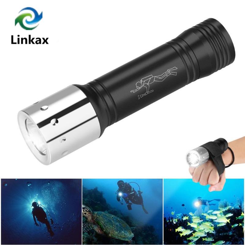 

Aluminum T6 LED Diving Lantern For Submarine Scuba Dive Lighting Torch Waterproof Underwater Light With Wrist Strap Flashlights Torches