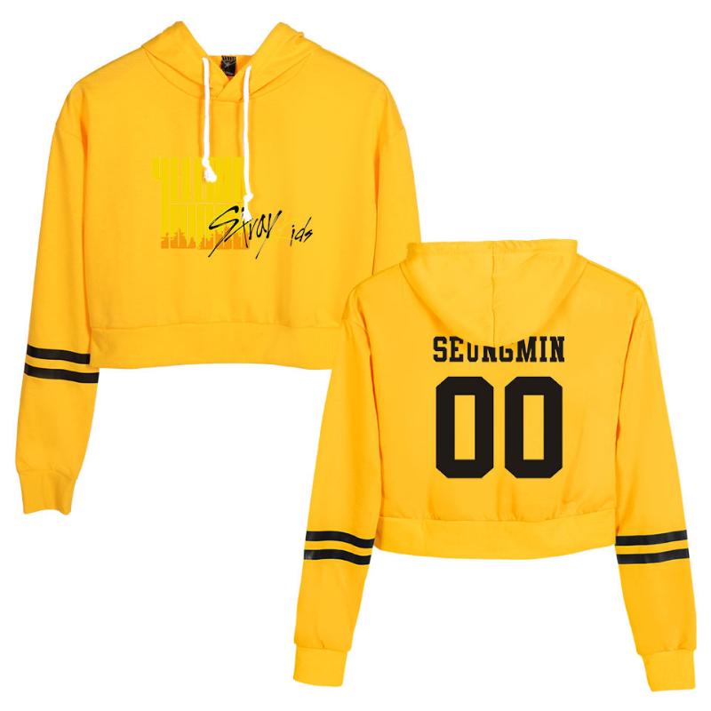 

Women's Hoodies & Sweatshirts KPOP Crop Top Hoodie StrayKids Yellow Wood Harajuku Cropped Sweatshirt Streetwear Hip Hop Long Slee, 018