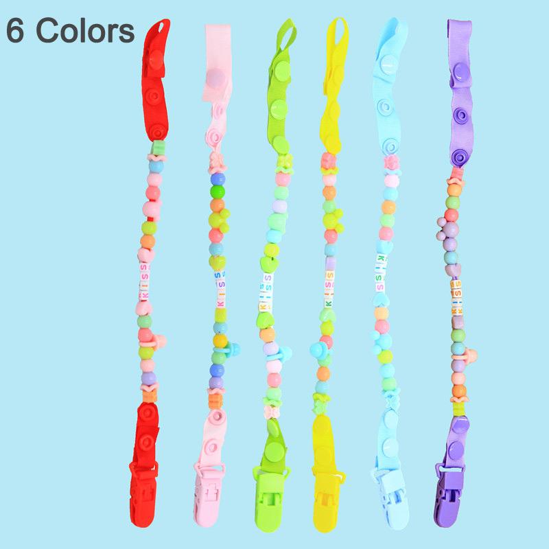 

Pacifiers# Baby Pacifier Clips Holder Chain Colourful Beads Dummy Clip Nipple Soother For Kids Toddler