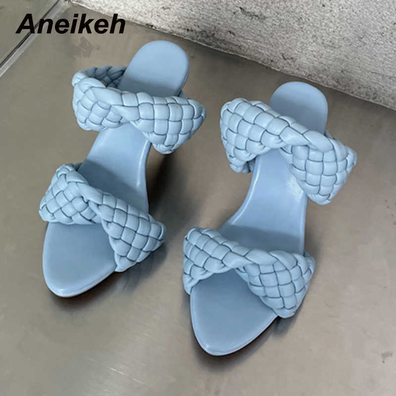 

Aneikeh Summer Ladies Shoes Fashion Women Peep Toe Slippers PU Sweet Thin Heels Novelty Shallow Checkered Outside Blue 210615, Black