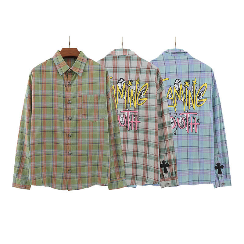 

hearts Chrome graffiti cross skin wash shirt bronze silver four button, White;black