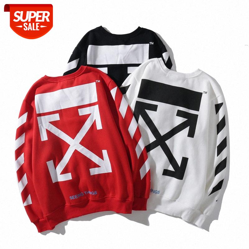 

OFF Tide brand WHITE Couple OW Loose Sweater Men Without Hooded Head Speed Belt Twill Wild National SS #5Q34, Black