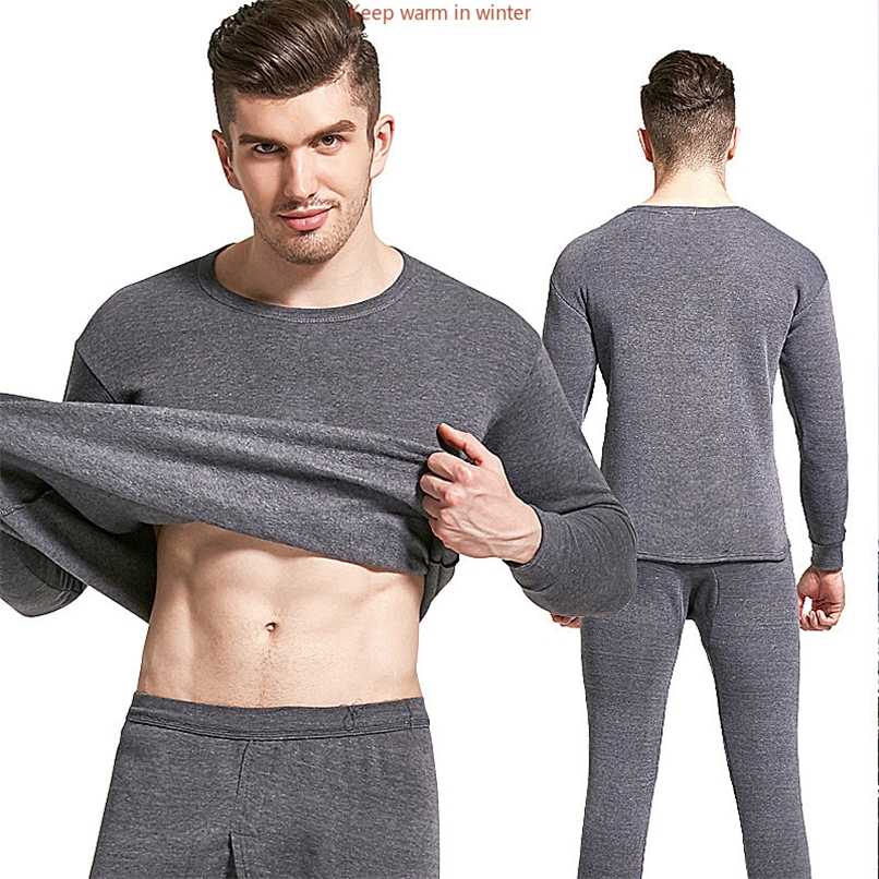 

Thermal Underwear Sets For Men Winter thermal Underwear Long Johns Winter Clothes Men Thick Thermal Clothing Solid Drop 211110, Only top 1pc
