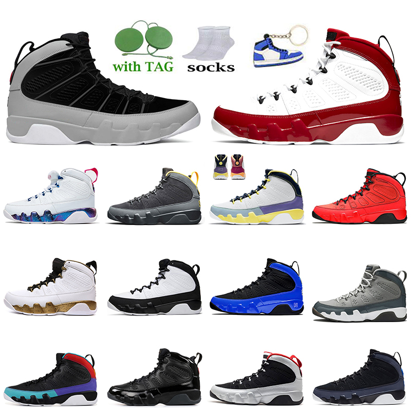 

9s Particle Grey 2022 Mens Basketball Shoes Gym Red Top Quality Jumpman 9 Sports Trainers Change The World University Gold Statue Space Jam University Blue Sneakers, D39 iridescent racer blue 40-47