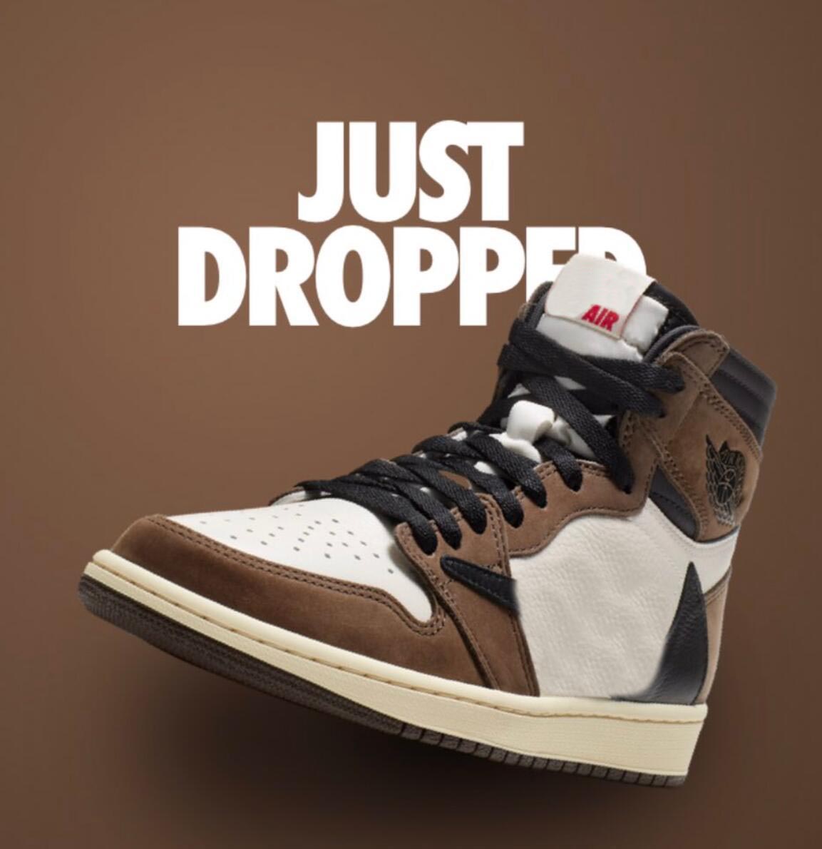 

2021 Release Authentic Travis Scott 1 High OG TS SP 1S Shoes Men Women Low Outdoor Sail Dark Mocha University Sports Sneakers CD4487-100 With Original box US7-13