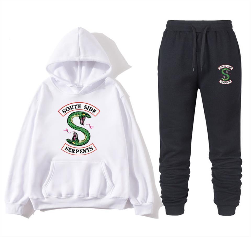 

south snake hoodie pants sweatshirt mens tracksuits hip hop street clothing autumn spring men fashion riverdale, Gray