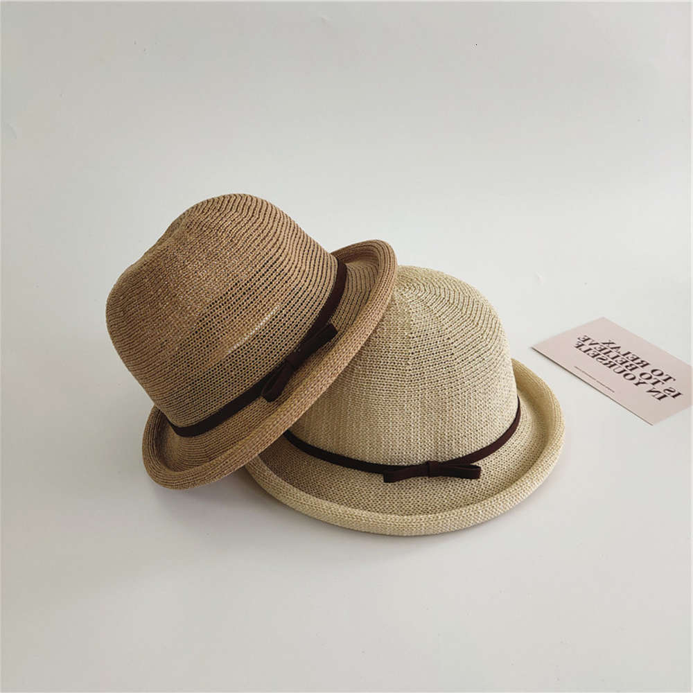 

Korean summer top hat bowknot straw lovers beach sun, Blue;gray