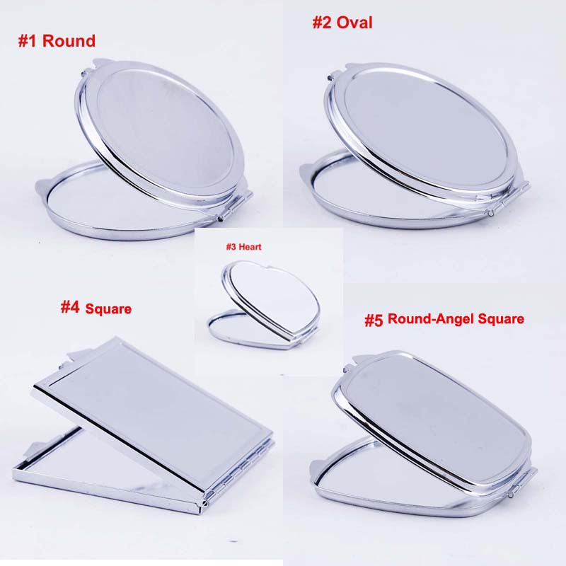 

100pcs DIY Makeup Mirrors Portable Compact Mirror Iron 2 Face Sublimation Blank Plated Aluminum Cosmetic Decoration Girl Gift
