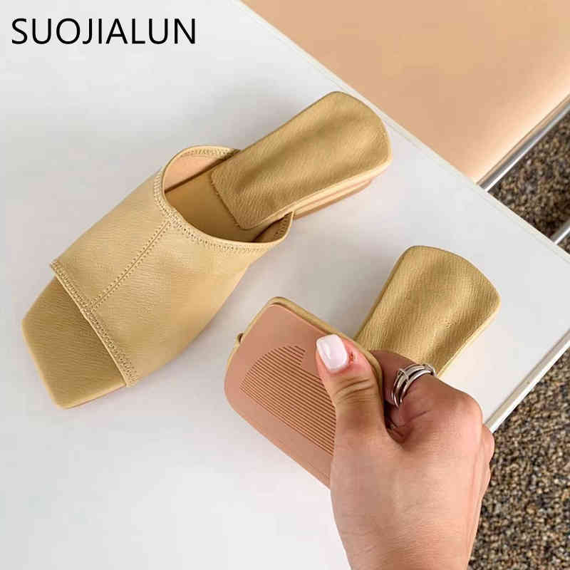 

SUOJIALUN 2021 New Women Slipper Summer Flat Heel Outdoor Beach Slides Peep Toe Ladies Sandals Casual Home Slipper Flip Flop K78, Blue