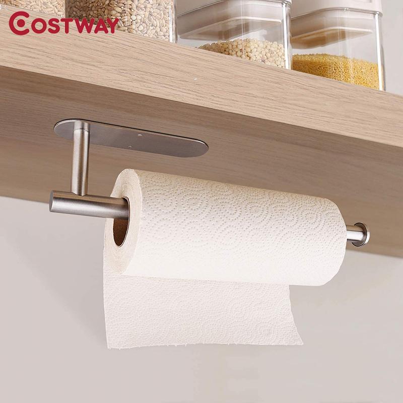 

Toilet Paper Holders Kitchen Punch Free Wall Mount Holder Stainless Steel Bathroom Roll Accessory Tissue Towel Accessories Long