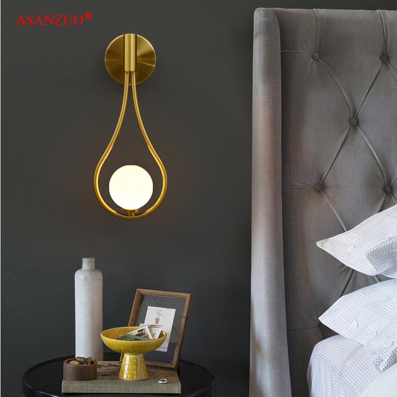 

Fashion Nordic Glass Ball Wall Lamps Modern Minimalist Bedroom Bedside Lamp Aisle LED