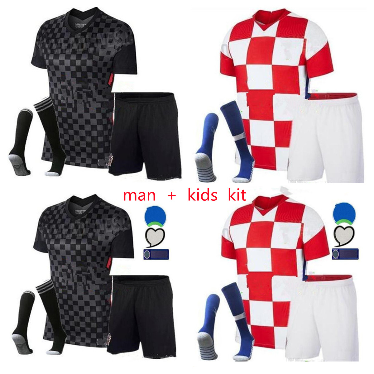 

Men + kids 21/22 Croazia Soccer jerseys maillots de foot Croatie MODRIC PERISIC RAKITIC MANDZUKIC KOVACIC KITS Uniform, Black