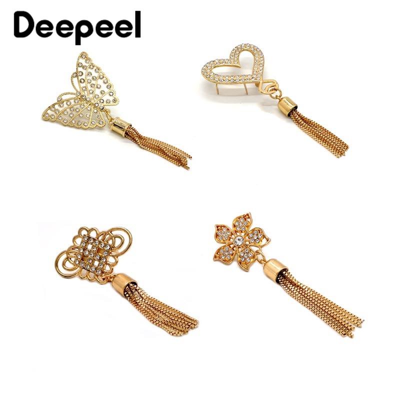 

Bag Parts & Accessories 10pcs Deepeel 10cm/12cm Metal Side Clip Buckle DIY Diamond Flower Love Tassel Bags Hardware Decoration Sewing Hang C, Black
