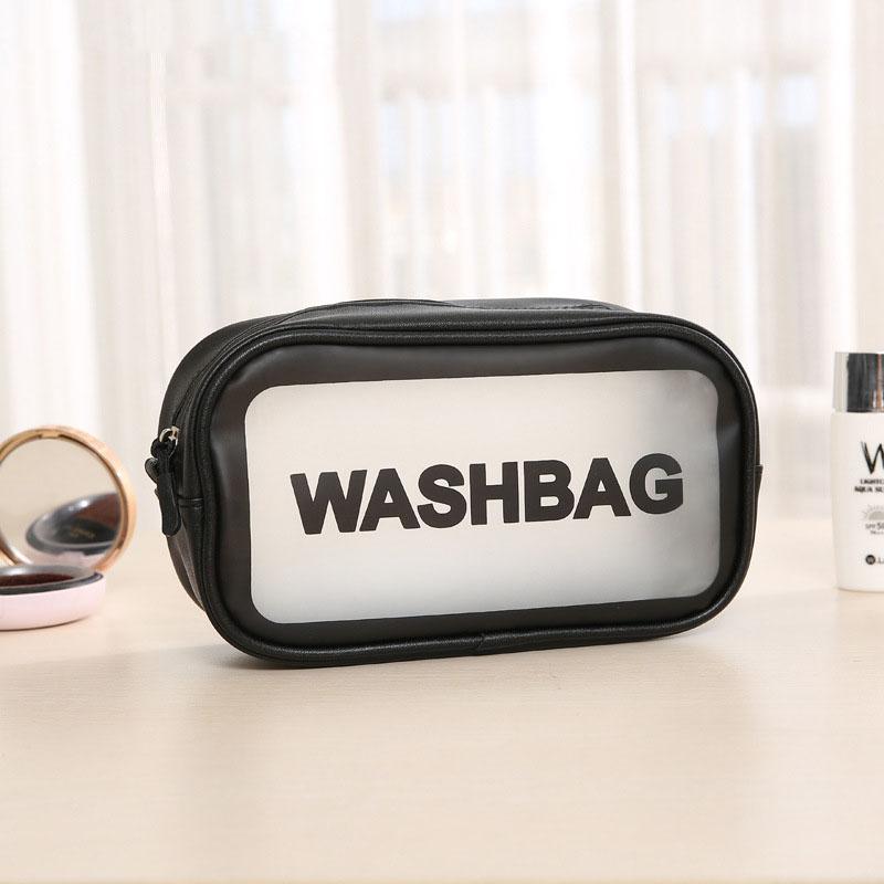 

Men And Women PU Waterproof Cosmetic Storage Bag Portable Bath Travel Shower Wash Bags & Cases, Black