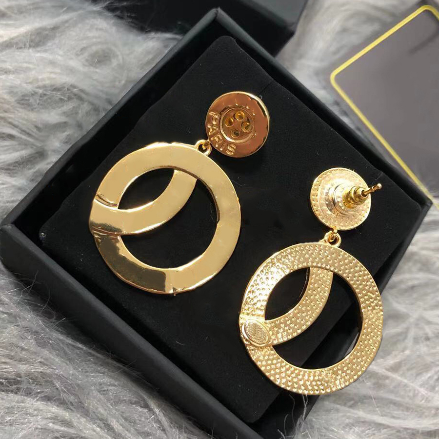 

Stud Designer Earrings Classic Double Letter Button Gold 925 Silver Needle With box LC01, Golden;silver