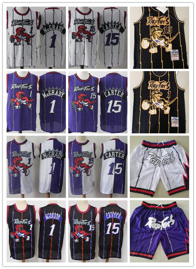 

2021 Mens Toronto Throwback Raptors jerseys 15 Vince Carter 1 Tracy McGrady Basketball Shorts Basketball Jerseys, Black;red
