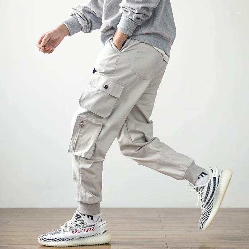 

Men's Korean Version Of Trendy Casual Pants Tie Rope Closed-legged Multi-pocket Work Clothing, Black