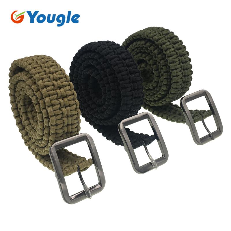 

Customizable Survival Paracord Belt With Solid Steel Buckle Men Hand-Braided Belts For Outdoor Camping Hiking Gadgets
