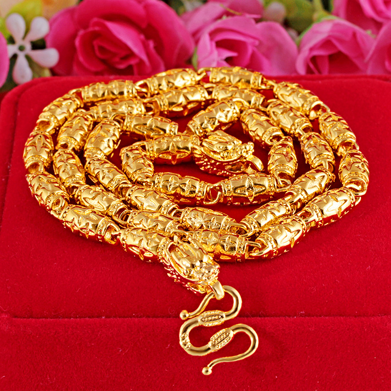 6mm Thick Men Jewelry Chain 18k Yellow Gold Filled Classic Male Necklace Hip Hop Beads Link Gift 24 Inche Long-image-708869253