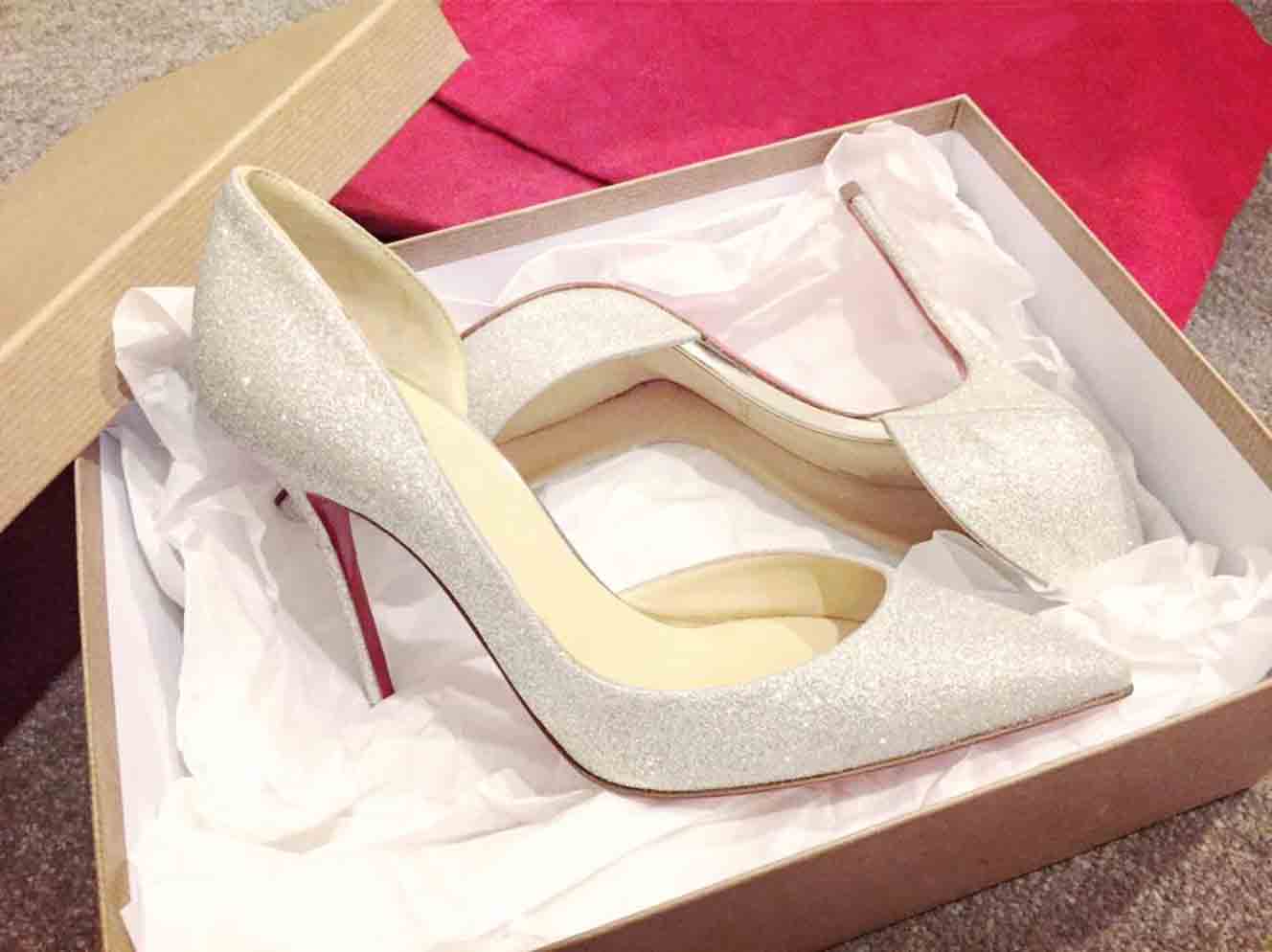 

Design Woman Dress Shoes Heels Red Bottom Pumps Glitter/Leather Pointed Toe Pump Black "red-soles-Iriza" Style classic sexy women