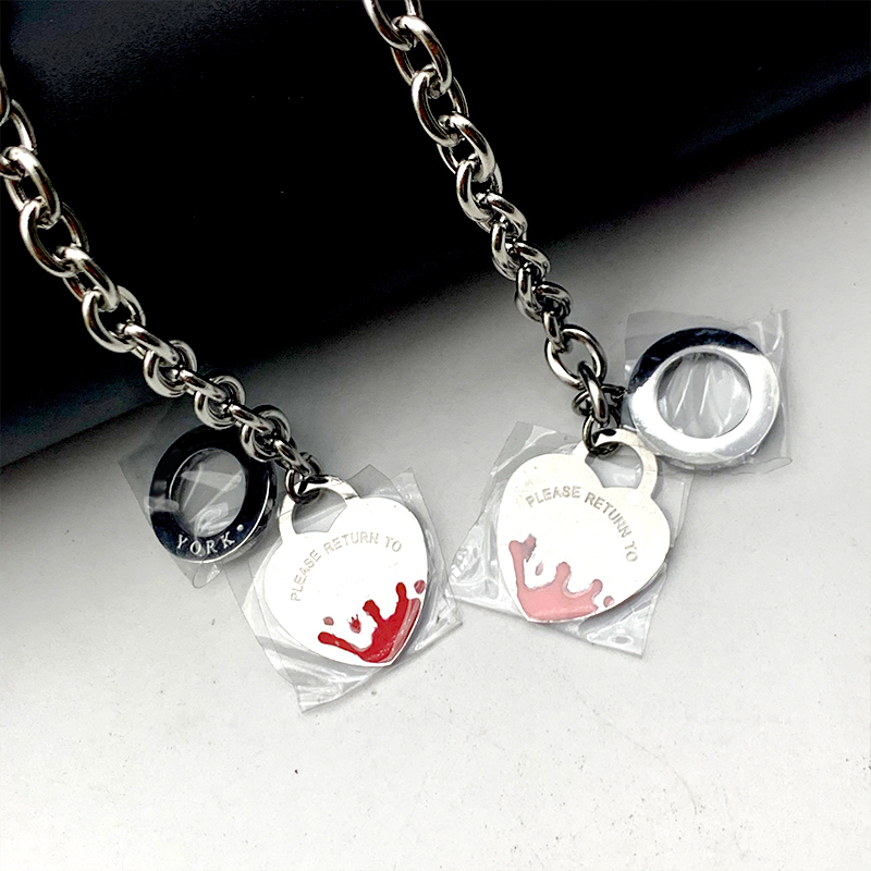 

LOGO Luxury heart bracelets women stainless steel Link chain on hand blue pink fashion jewelry Valentine day gift for girlfriend accessories wholesale, Black