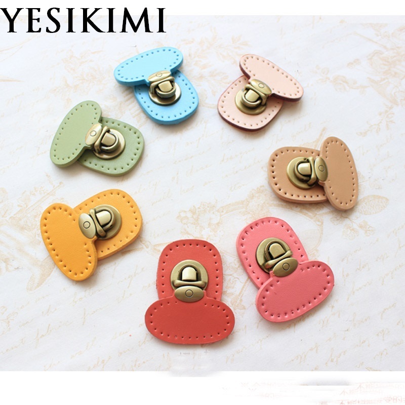 

Real Leather Buckles For Bag Handwork DIY Replacement Bag Accessories Multi Color Cowhide Hasp Buckle Mortise Lock
