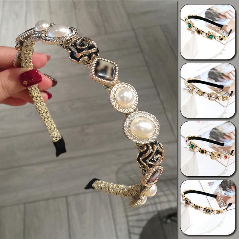 

Hair Clips & Barrettes Women Elegant Full Crystal Imitate Pearls Simple Hairbands Sweet Headband Hoops Head Band Lady Fashion Accessories, Golden;silver