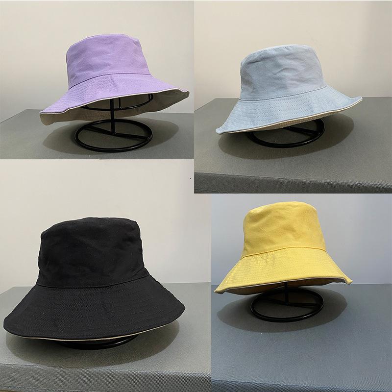 

bucket hat Double sided fisherman's female personality basin versatile shade foldable travel solid color Big Brim Hat, Blue