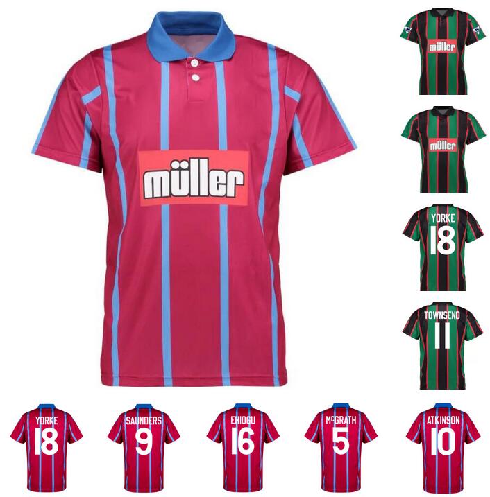 

1993 1995 Villa EHIOGU retro soccer jerseys 93 94 95 Aston McGrath Houghton RICHARDSON SAUNDERS YORKE ATKINSON TOWNSEND BARRETT classic vintage football shirts