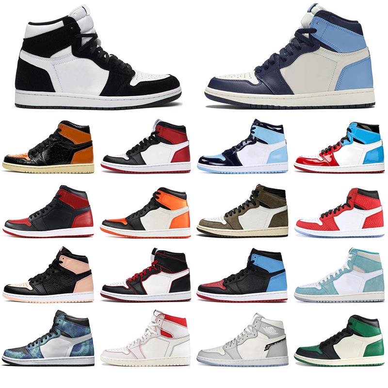 

mid 1 men OG basketball shoes 1s toe New royal pine high black gold Patent green metallic UNC chicago black women Sneakers trainers Imwwl