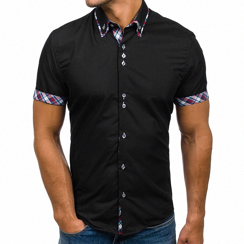 T-shirt pour hommes Bouton de col de couleur solide Bureau de Collier Bureau / Cause Causeau Cause Sleeve Tops Travail Casual Office quotidien /