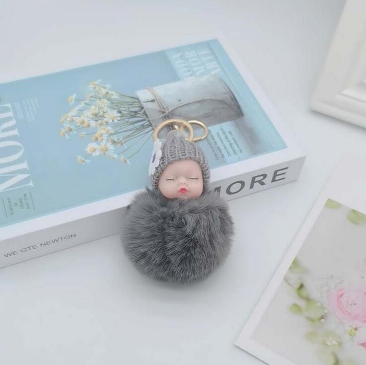 

2021 fashion Imitation fox hair DIY key Rings Cute doll fur ball keyring bag car pendant cartoon plush