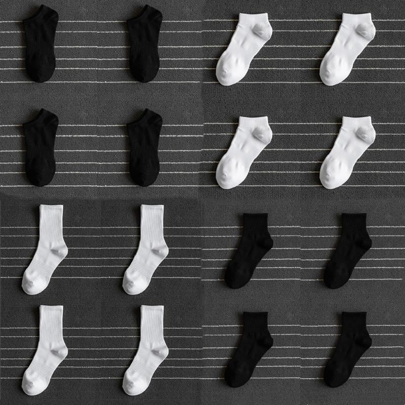 

Men's Socks 2 Pairs Quality Summer No Show Ankle Winter Cotton White Black Sport Happy Bombas For Men Calcetines Hombre, White a 2 pairs