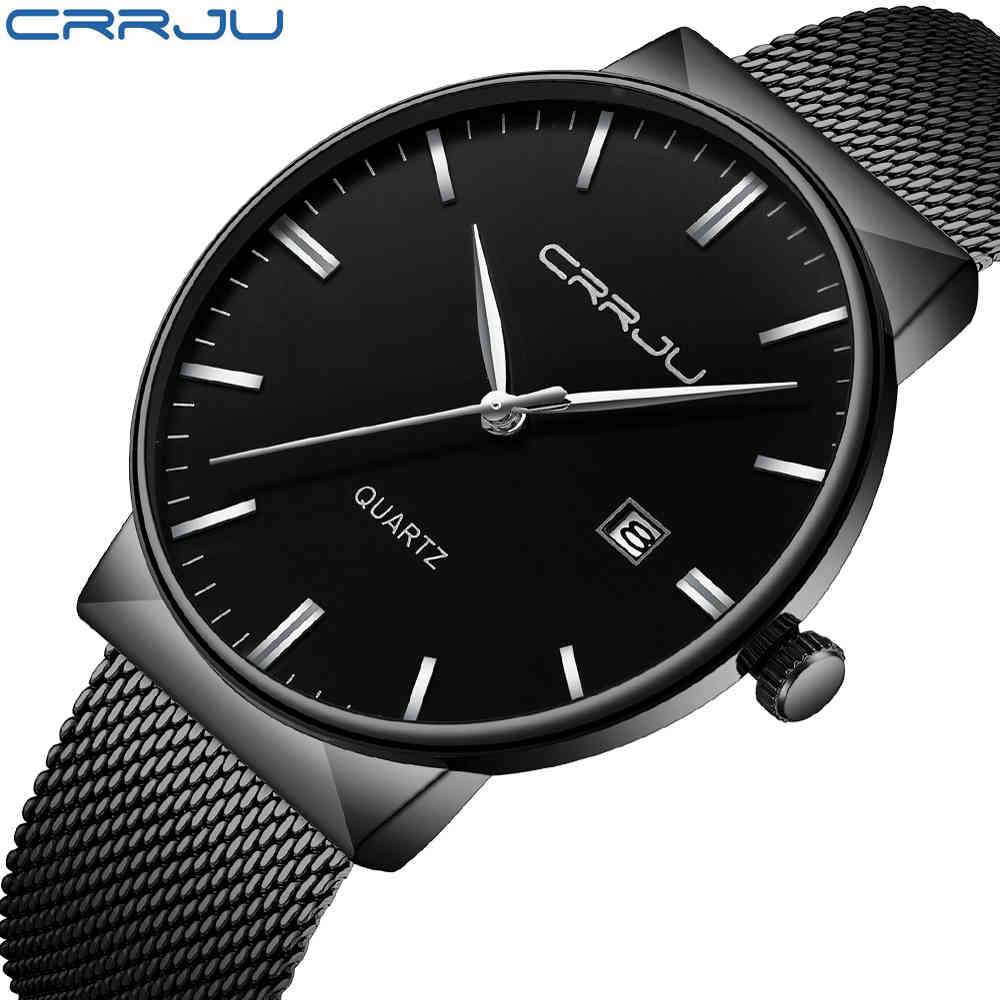

CRRJU Fashion Casual Quartz Watch Men Classic business Luxury Wrist Stainless Steel Relogio Masculino Watch Mens Watches 210517, Gold white