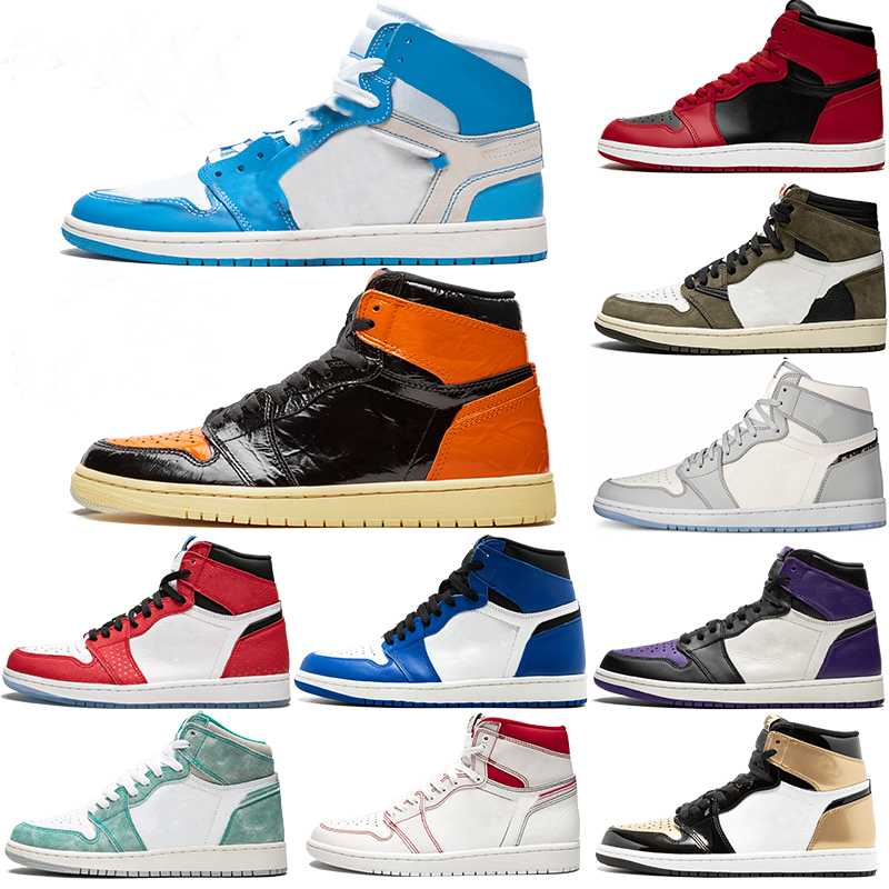 

Air Jordan 1 Retro 1S Blue Hype Royal Jumpman Basketball Shoes Court Purple Light Smoke Grey Twist Obsidian Unc Pine Green Sports Outdoor Mens Women Sneakers, 14
