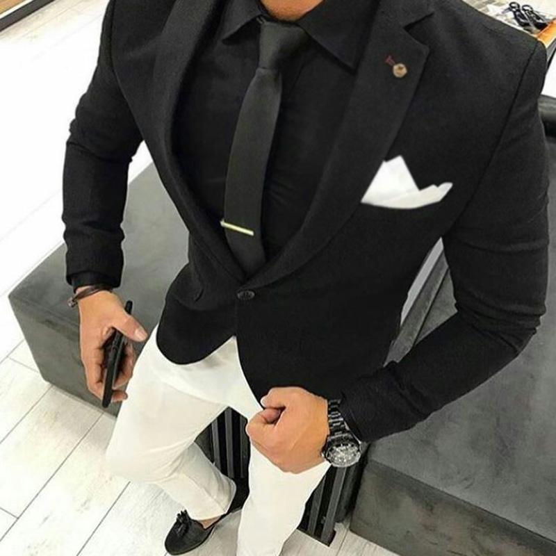 

Men's Suits & Blazers Casual Summer Black 2 Pieces Blazer+Pants Suit Sets Men Latest Coat Pant Design Autumn Fashion Solid Slim Wedding Set, Dark grey