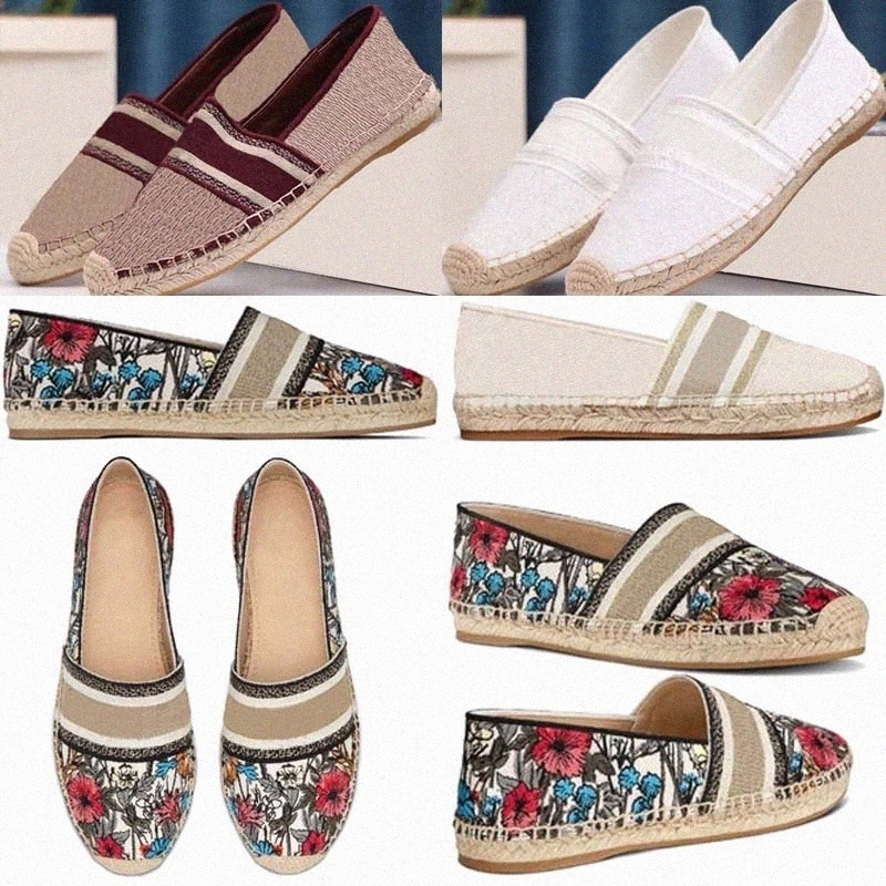 2022 Concepteurs de luxe Designers Blanc Toile Fleur Plimsolls Chaussures Fisherman Chaussures Oblique Patchwork Femmes Granville Espadrilles Esp