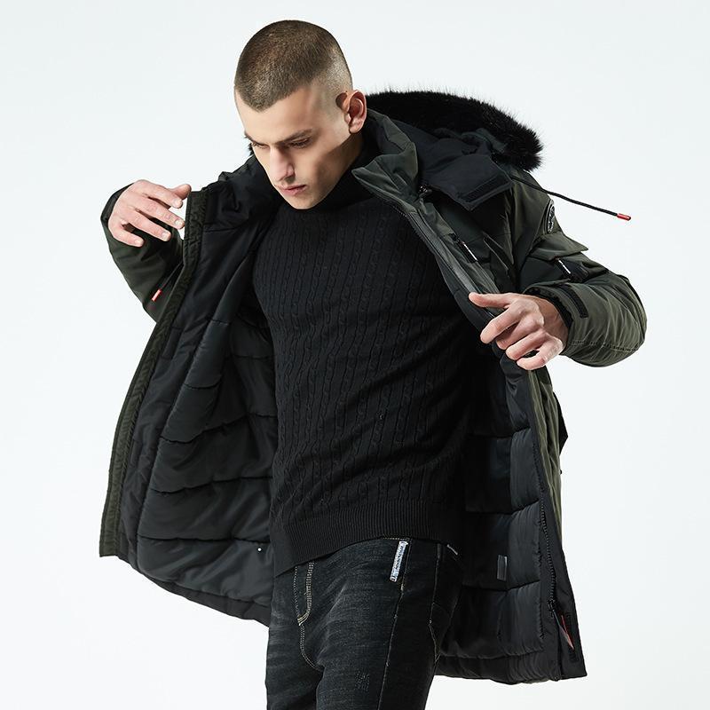 

Men's Down & Parkas Winter Casual Thick Padded Coat Men Long Hooded Jacket Zipper Male Warm Parka Windbreaker Outwear LX22691, Black