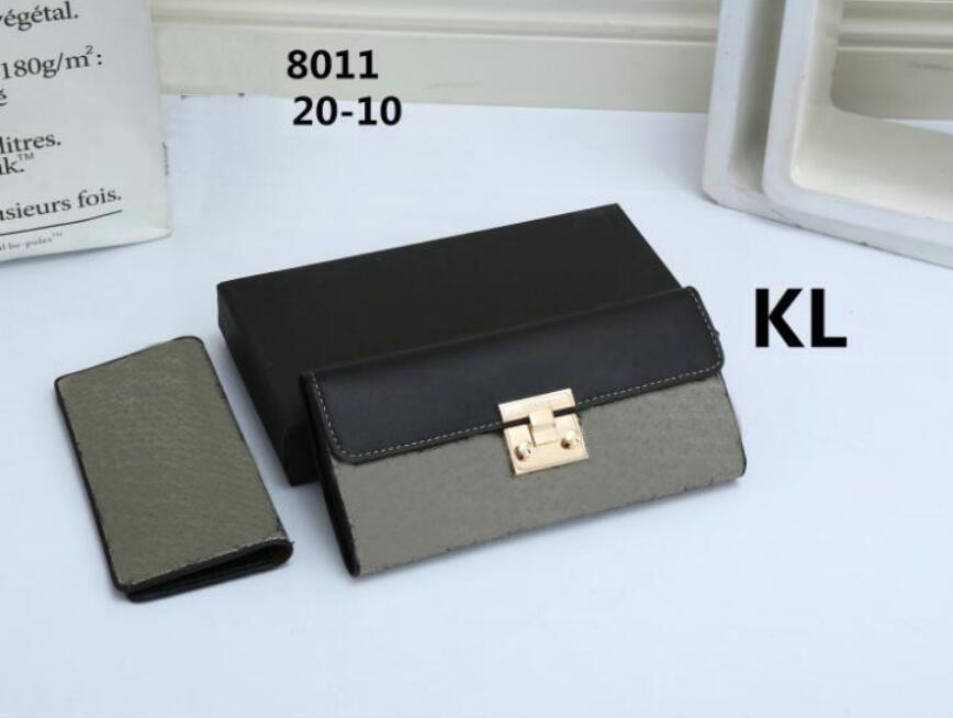 

2022 Fashion Designers 2pcs/set Wallet for Men Pouch Leather Canvas Credit Cards Slots Long Zipper Woman Wallets Fashion Card Holder Purse, Black