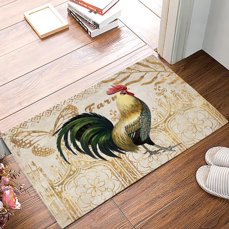 

Farm Rooster Butterfly Texture Doormats Home Kitchen Entrance Decoration Floor Mat Bath Indoor Non-Slip Rugs