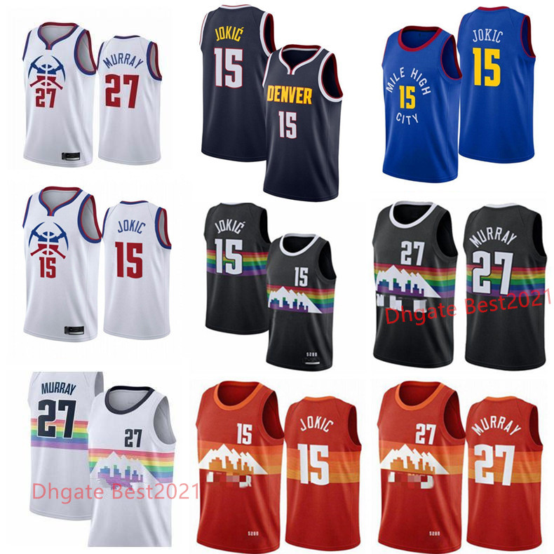 

Mens Jokic 15 Nikola Basketball Jerseys Michael 1 Porter Jr. Carmelo Anthony Blue Black White All stitched Size S-XXL, Black;red