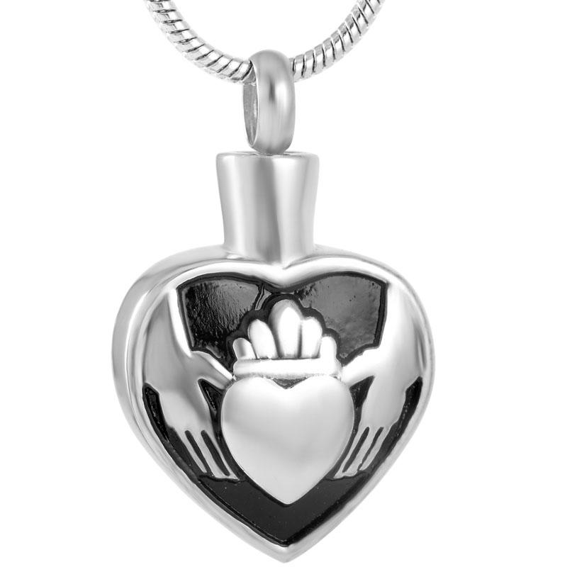 Pendant Necklaces Cremation Urn Inside Ashes Hold Heart Crown Stainless Steel Cremated Remains Jewelry For Women Memorial-image-708542693