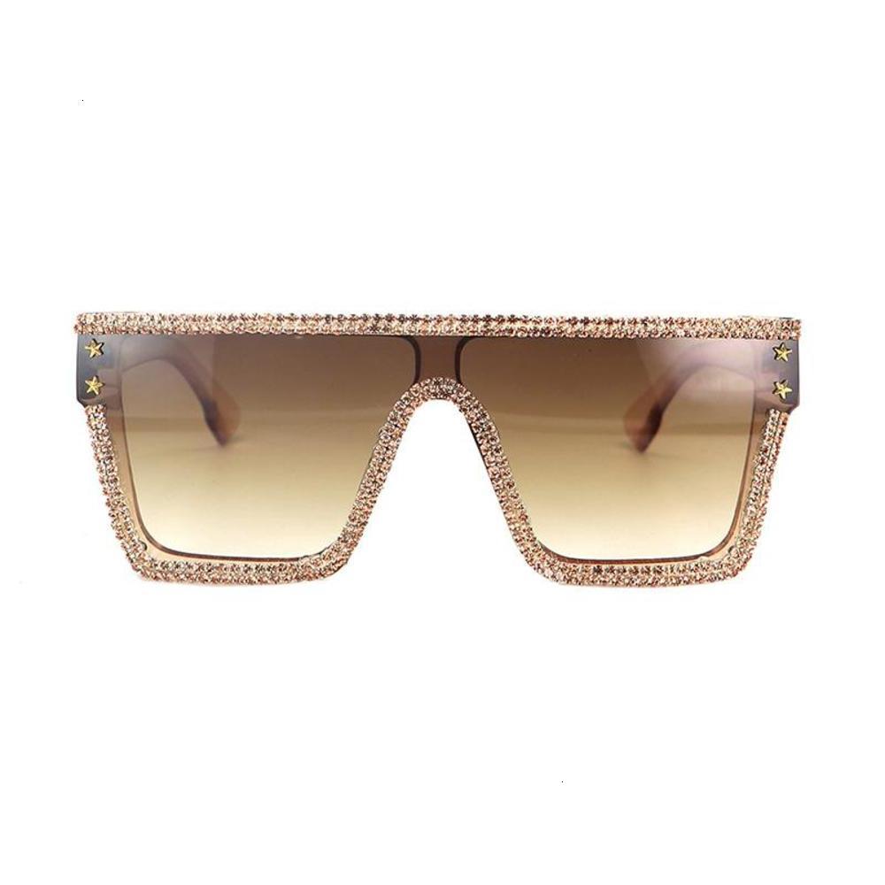 

sunglasses Fashion One Piece Sunglasses Women Men Oversize Rhinestone Sun Glasses Flat Top Square Shades, Black
