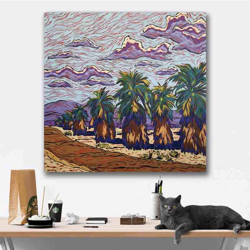 

Abstract Landscape Painting Colorful Canvas Art Print Poster Modern Canvas Painting Trees Flowers Wall Picture For Living Room
