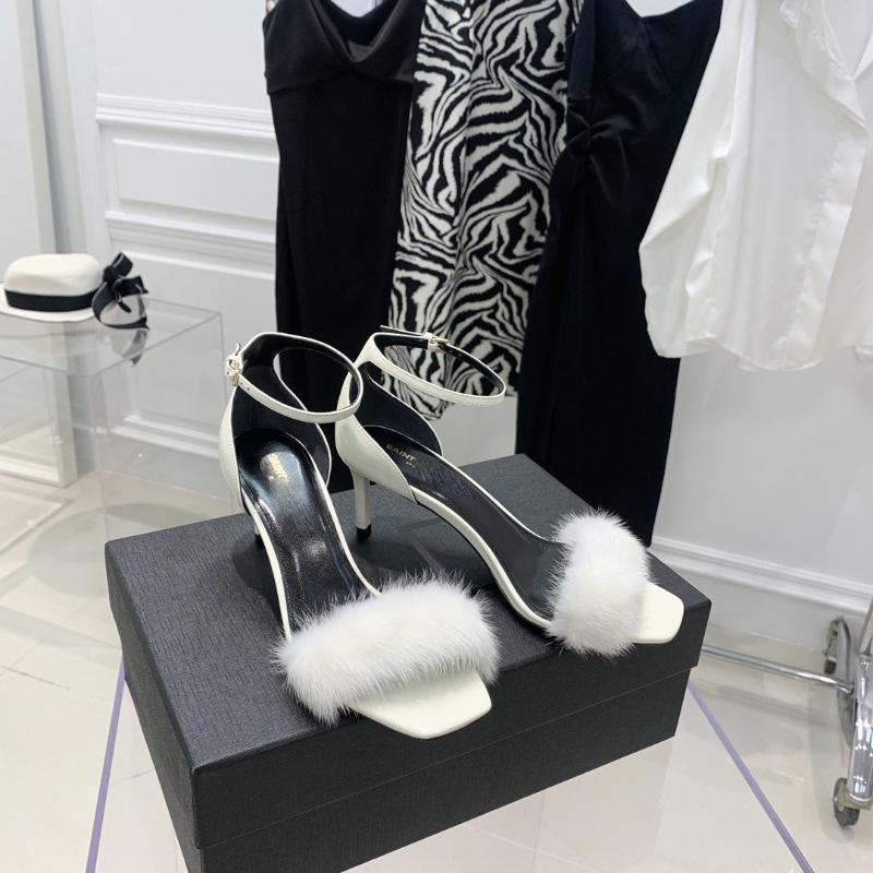 

Sandals 2021 Stiletto High Heels Mink One Word Buckle Fashion Sexy, Black