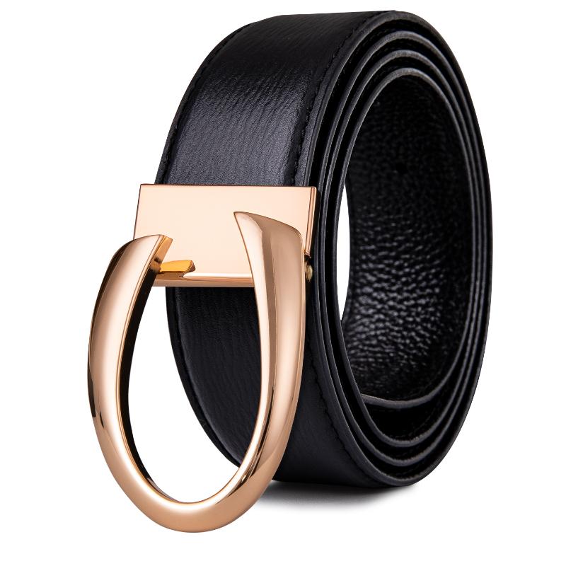 

DK-1006 Classic Belt 2021 Designer For Mens Golden Buckle Luxury Cowhide Genuine Leather Belts Jeans Metal, Black;brown