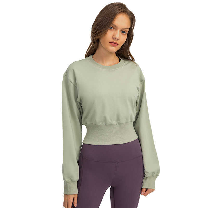

Thread Waist Yoga Jacket Women's Tops Trend Versatile Casual Loose Sports Sweater Gym Clothes Women Hoodies Running Fitness Shirt, Beige white