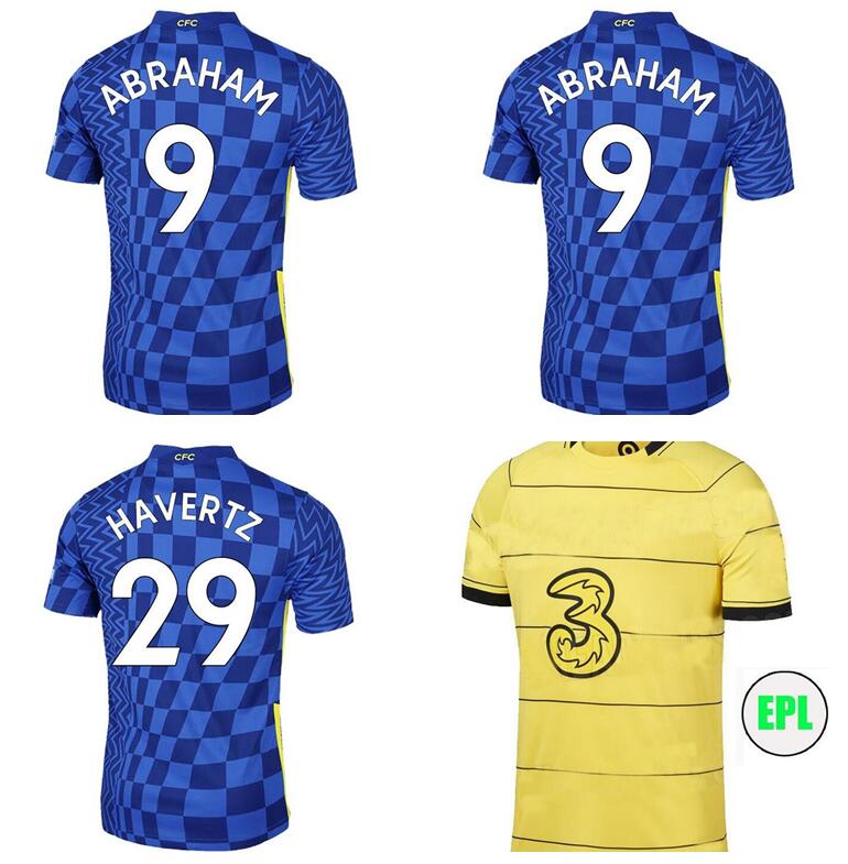 

20 21 22 cfc T.SILVA soccer jerseys ABRAHAM WERNER HAVERTZ CHILWELL ZIYECH LAMPARD football shirt PULISIC Camiseta 2021 2022 4th Men Kids, Black;yellow